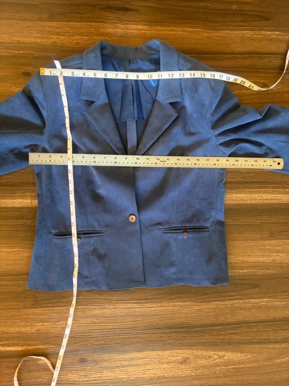 Vintage 70s Navy Women's Suede Coat, Jacket and skirt Set - Picture 15 of 16